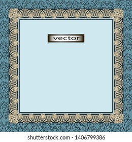 vector illustration of a frame made of fabric and lace in vintage style