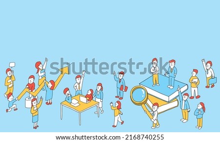 Vector illustration frame of motivated diverse business people.