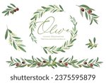 
Vector illustration frame of olive leaves