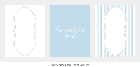 Vector illustration. Frame, pattern, greeting card, background or flyer. Invitation cards on wedding. Luxury design. Blue