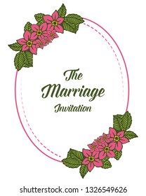 Vector illustration frame of pink flowers in bloom for invitation celebration wedding hand drawn