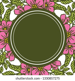 Vector illustration frame of pink flowers blooms hand drawn