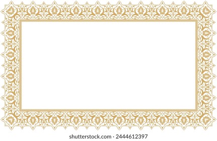 Vector illustration for  frame, rectangular shape. Arabic flower border, traditional islamic design. Suitable for use in calligraphy frames. usability with the text input area in the center