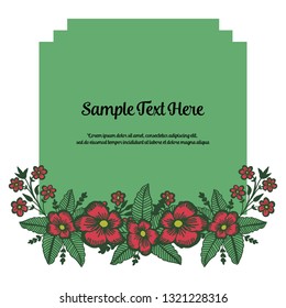 Vector illustration frame red flower for write your text hand drawn