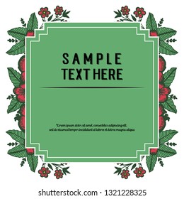 Vector illustration frame red flower for write your text hand drawn