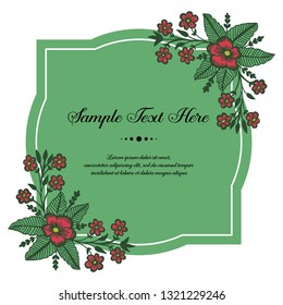 Vector illustration frame red flower for write your text hand drawn