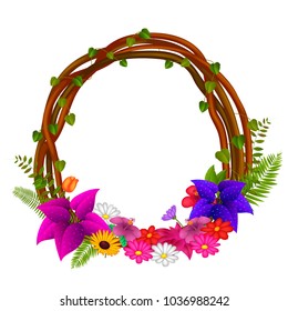 vector illustration of Frame of roots and flowers