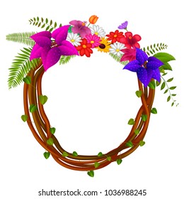 vector illustration of Frame of roots and flowers