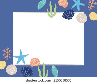 Vector illustration frame with sea motif pattern