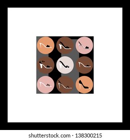 Vector illustration of a frame of shoes