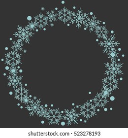 Vector illustration, frame of snowflakes.