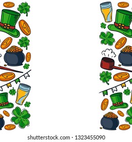 Vector Illustration frame from St. Patrick's Day elements on white background. Good for card, poster, banner, invitation, postcard, icon. EPS 10