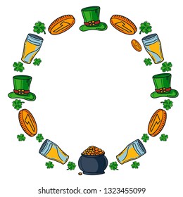 Vector Illustration frame from St. Patrick's Day elements on white background. Good for card, poster, banner, invitation, postcard, icon. EPS 10