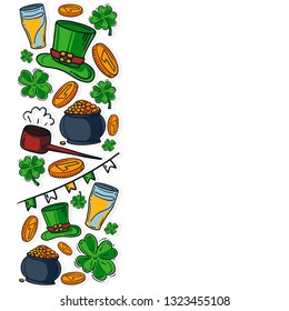 Vector Illustration frame from St. Patrick's Day elements on white background. Good for card, poster, banner, invitation, postcard, icon. EPS 10