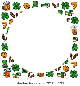 Vector Illustration frame from St. Patrick's Day elements on white background. Good for card, poster, banner, invitation, postcard, icon. EPS 10