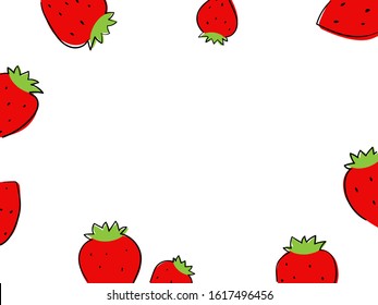 Vector illustration with frame of strawberries