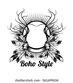 vector illustration frame for text or image is decorated with elements of design in the style of bo ho