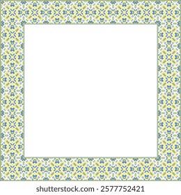 Vector illustration frame for text of Ukrainian ornament in ethnic style, identity, vyshyvanka, embroidery for print clothes, websites, banners. Background. Geometric design, border, copy space, frame