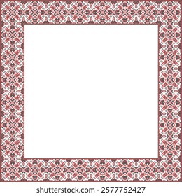 Vector illustration frame for text of Ukrainian ornament in ethnic style, identity, vyshyvanka, embroidery for print clothes, websites, banners. Background. Geometric design, border, copy space, frame