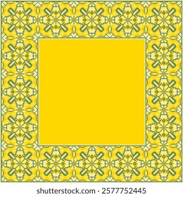 Vector illustration frame for text of Ukrainian ornament in ethnic style, identity, vyshyvanka, embroidery for print clothes, websites, banners. Background. Geometric design, border, copy space, frame