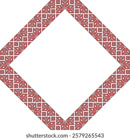 Vector illustration frame for text of Ukrainian ornament in ethnic style, identity, vyshyvanka, embroidery for print clothes, websites, banners. Background. Geometric design, border, copy space, frame