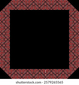 Vector illustration frame for text of Ukrainian ornament in ethnic style, identity, vyshyvanka, embroidery for print clothes, websites, banners. Background. Geometric design, border, copy space, frame