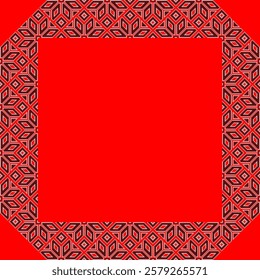 Vector illustration frame for text of Ukrainian ornament in ethnic style, identity, vyshyvanka, embroidery for print clothes, websites, banners. Background. Geometric design, border, copy space, frame