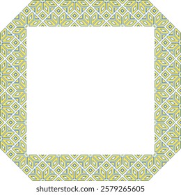 Vector illustration frame for text of Ukrainian ornament in ethnic style, identity, vyshyvanka, embroidery for print clothes, websites, banners. Background. Geometric design, border, copy space, frame