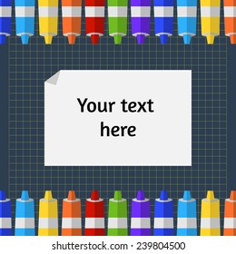 vector illustration frame tubes of paint on the mat for cutting paper