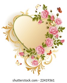 Vector illustration - Frame in the Victorian style, with roses and butterflies