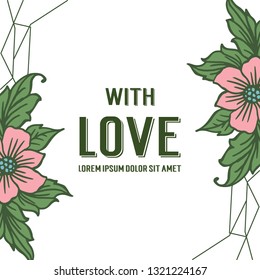 Vector illustration frame white background and beautiful green leaves hand drawn