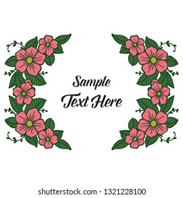 Vector illustration frame white background and pink flower for write your text hand drawn