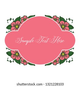 Vector illustration frame white background and pink flower for write your text hand drawn