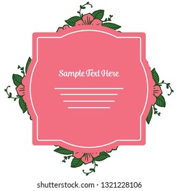 Vector illustration frame white background and pink flower for write your text hand drawn