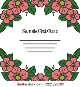 Vector illustration frame white background and pink flower for write your text hand drawn