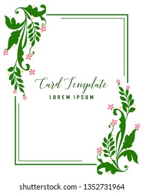 Vector illustration frame wreath and leaves with invitation card template