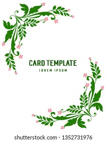 Vector illustration frame wreath and leaves with invitation card template