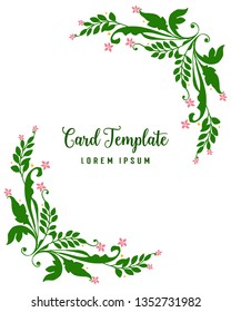 Vector illustration frame wreath and leaves with invitation card template