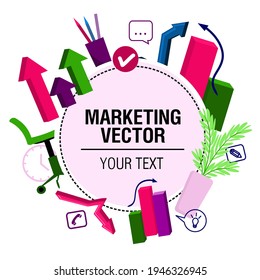 Vector illustration frame for your text on the topic of marketing business analytics