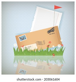 Vector illustration of a frame/background with an envelope on a gradient background, eps 10