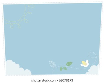 Vector illustration of a framed blue sky featuring a dove.