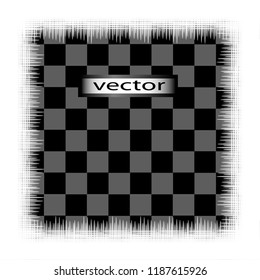 Vector illustration of framed canvas weave torn a piece of cloth, the mask to insert an image in grunge style background for design placed in a frame with rough edges.