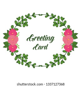 Vector illustration frames flower rose leaf green bloom with greeting cards hand drawn