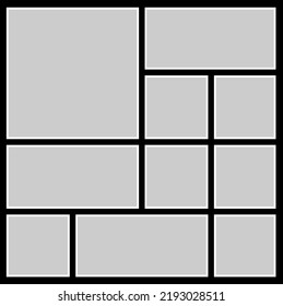 Vector illustration of frames photo collage. 10 fillable photo frames.