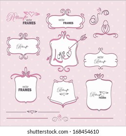 Vector illustration of frames in romantic style