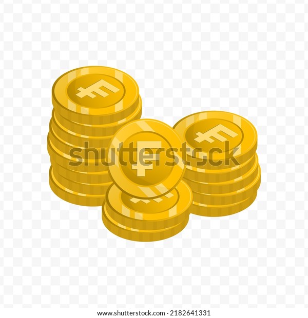 Vector illustration of Franc coins. gold colored\
vector for website design. Simple design with transparent\
background (PNG).