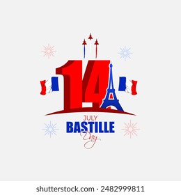 Vector illustration of France Bastille Day social media feed template