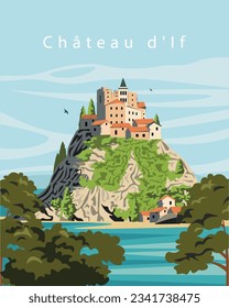 Vector illustration. France. Design for travel poster, travel guide. Travel banner, design for packaging. Tourism, adventure.
