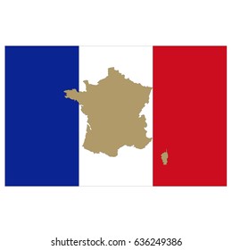 vector illustration of France flag and map