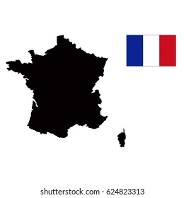 vector illustration of France map and flag